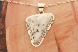 Genuine White Buffalo Turquoise Sterling Silver Pendant